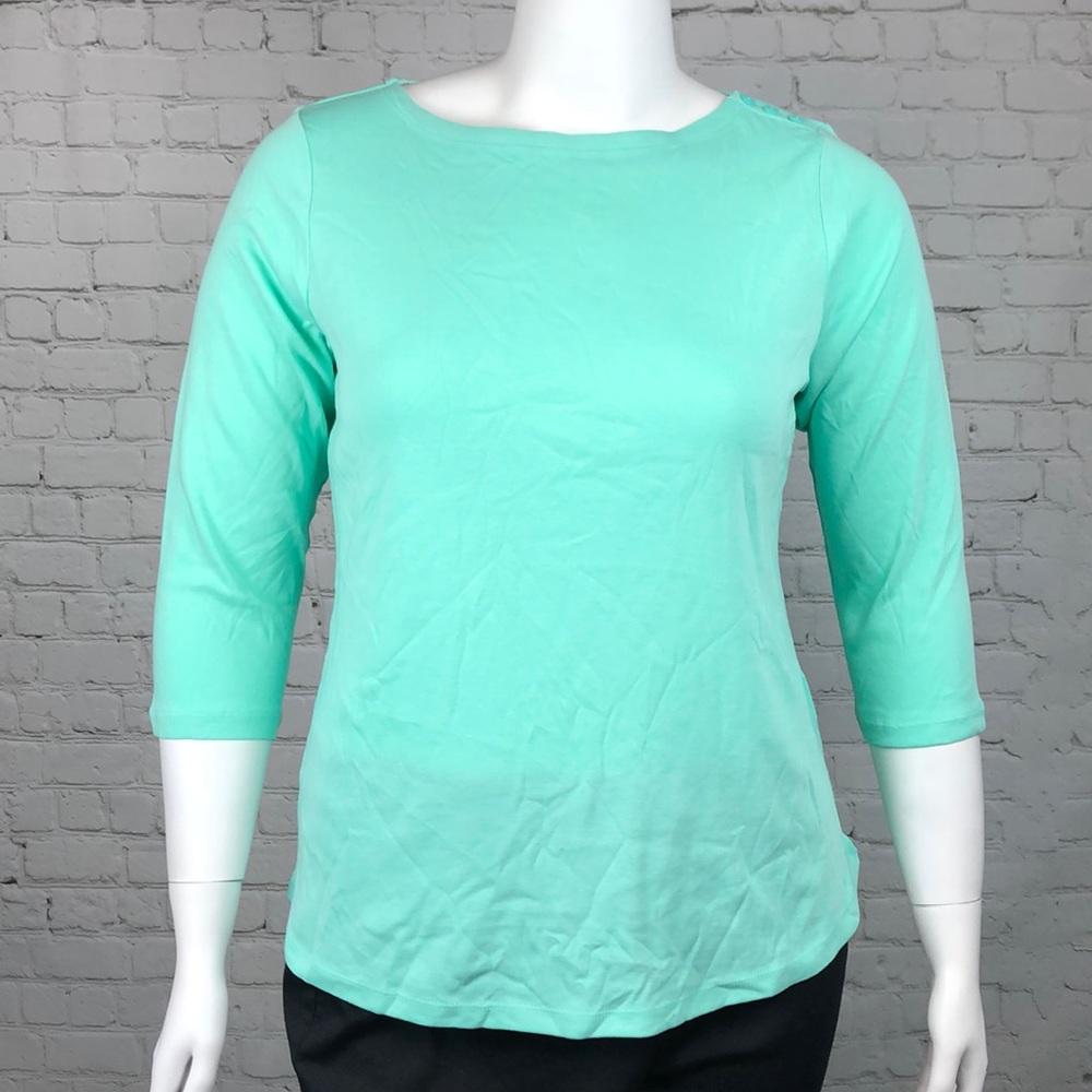 0X 2X Charter Club Aqua Boatneck Top Plus Size - Picture 2 of 6